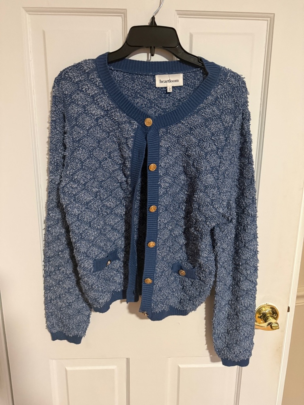 Heartloom Dusty Blue Textured Button Cardigan